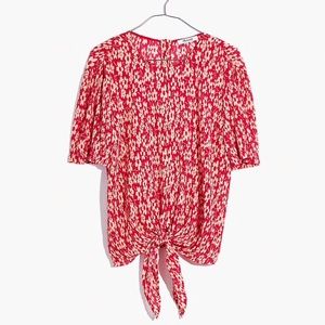 Madewell Crinkled Button-Back Tie Tee